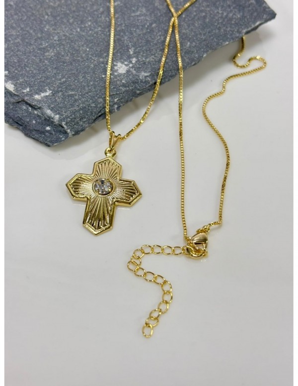 COLLAR BAÑADO EN ORO CRUZ