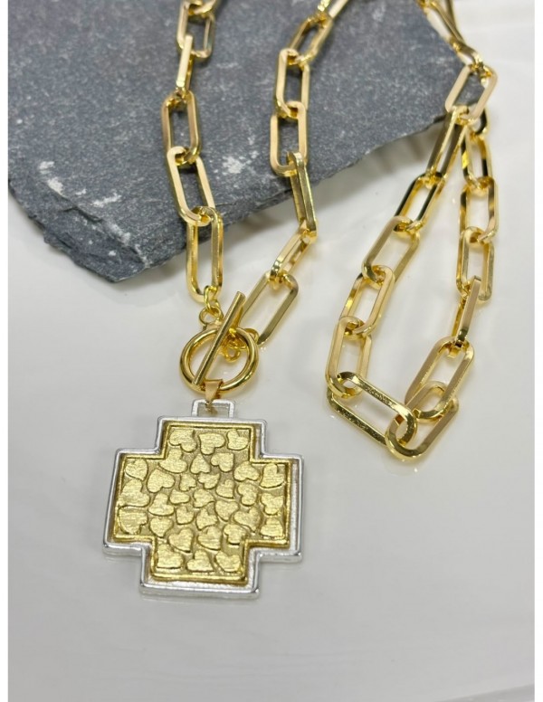 COLLAR BAÑADO EN ORO CRUZ