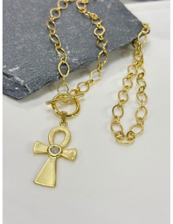COLLAR BAÑADO EN ORO CRUZ