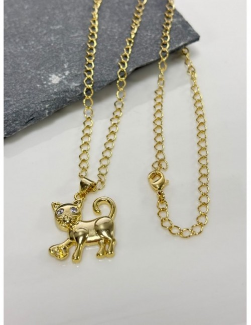 COLLAR BAÑADO EN ORO GATO