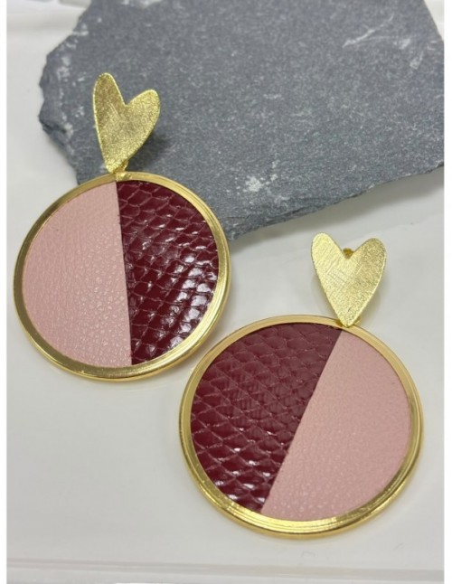 AROS BAÑADOS EN ORO CUERO ROSADO