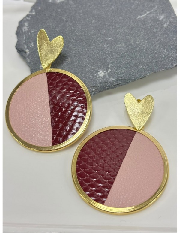AROS BAÑADOS EN ORO CUERO ROSADO