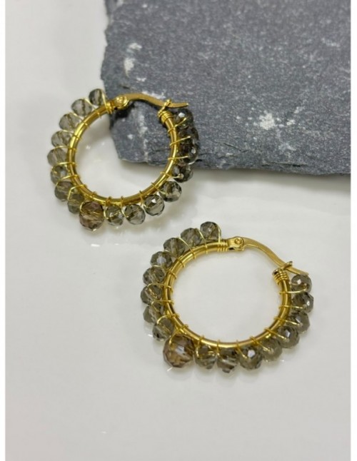 AROS BAÑADOS EN ORO CRISTALES GRISES