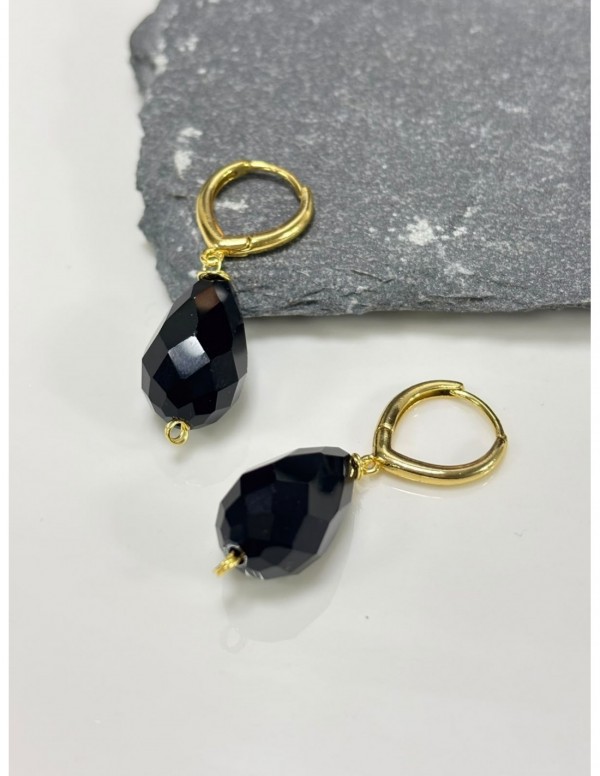 AROS BAÑADOS EN ORO CRISTAL NEGRO
