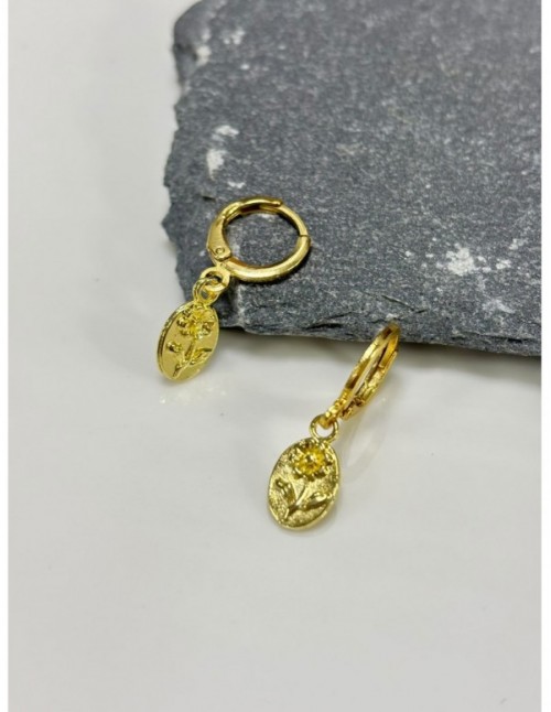 AROS BAÑADOS EN ORO FLOR
