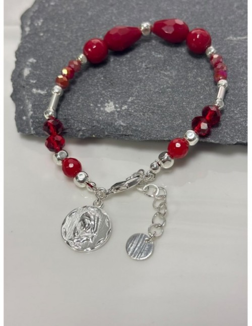 PULSERA BAÑADA EN PLATA ROJA
