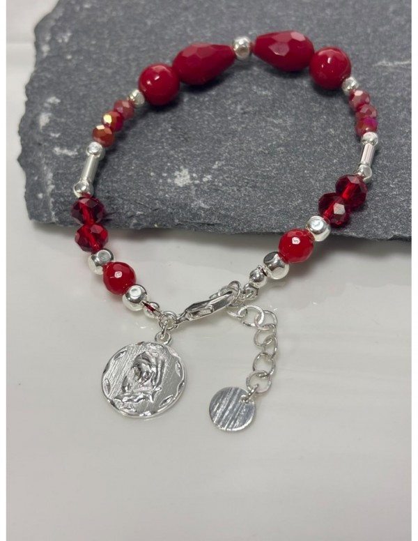 PULSERA BAÑADA EN PLATA ROJA