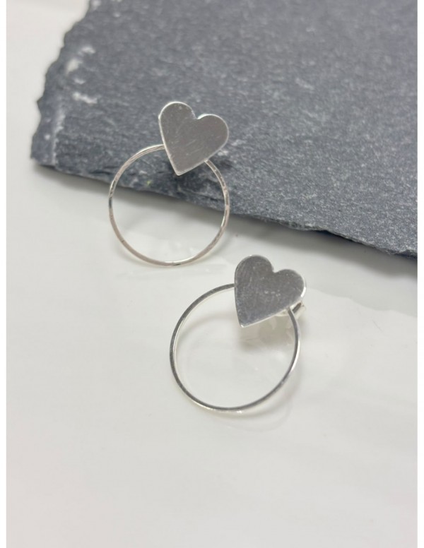 AROS BAÑADOS EN PLATA CORAZON
