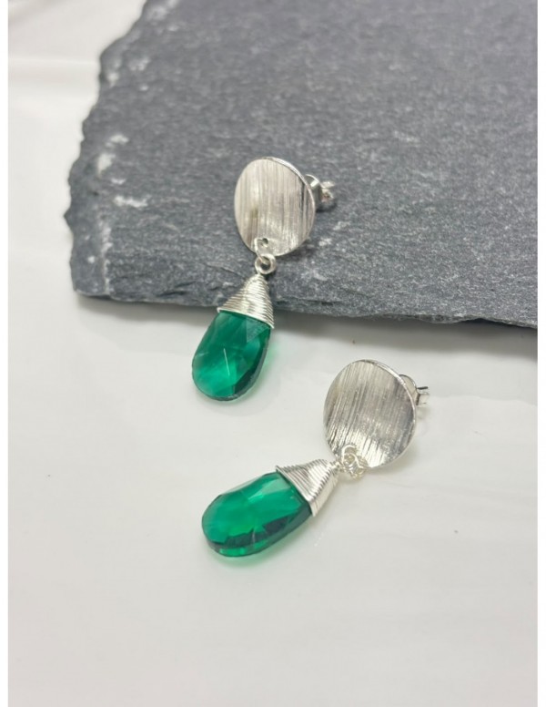 AROS BAÑADOS EN PLATA PIEDRA VERDE