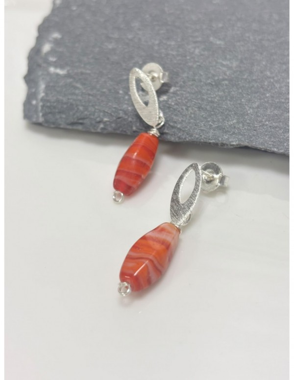 AROS BAÑADOS EN PLATA PIEDRA NARANJA