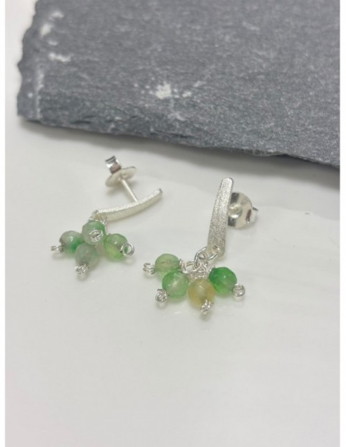 AROS BAÑADOS EN PLATA PIEDRAS VERDES