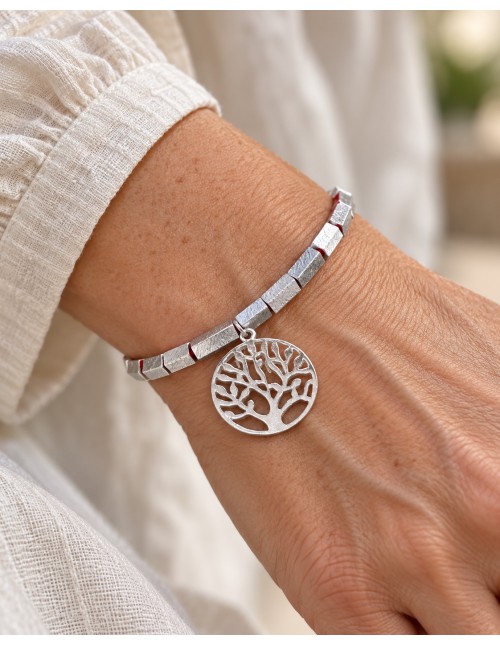 PULSERA ROJA AJUSTABLE ÁRBOL DE LA VIDA BAÑADA EN PLATA 2