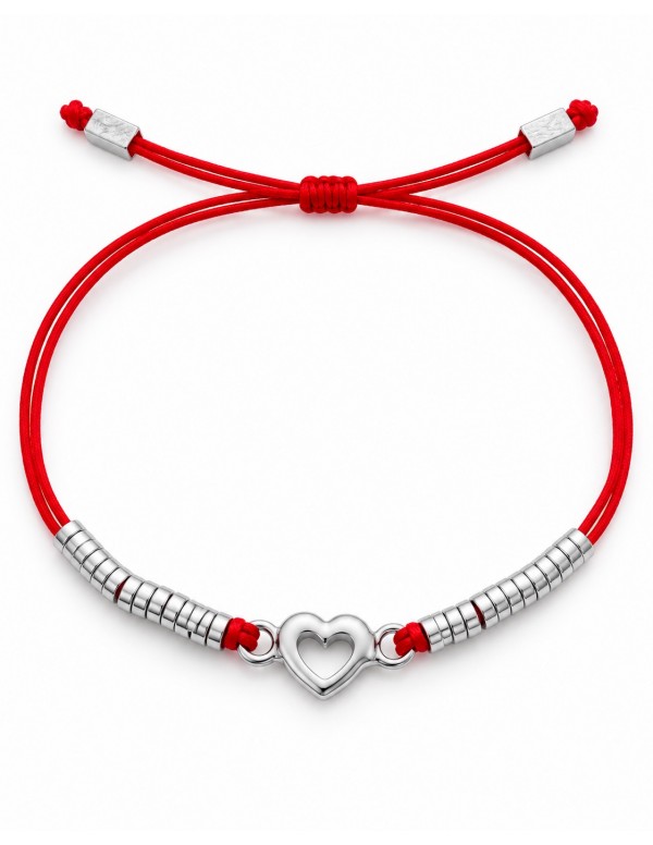 PULSERA ROJA AJUSTABLE CORAZÓN CENTRAL BAÑADA...