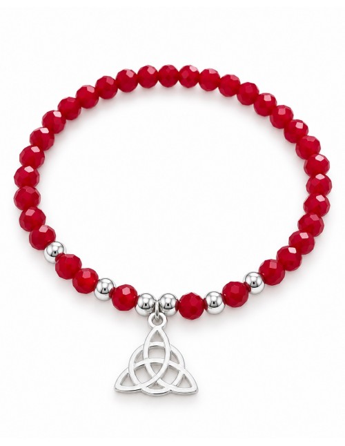 PULSERA ROJA TRIQUETA BAÑADA EN PLATA