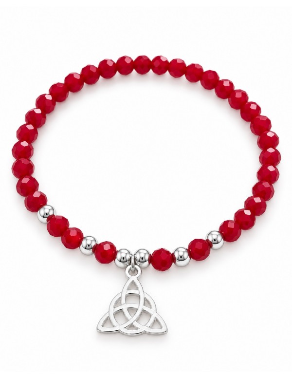 PULSERA ROJA TRIQUETA BAÑADA EN PLATA
