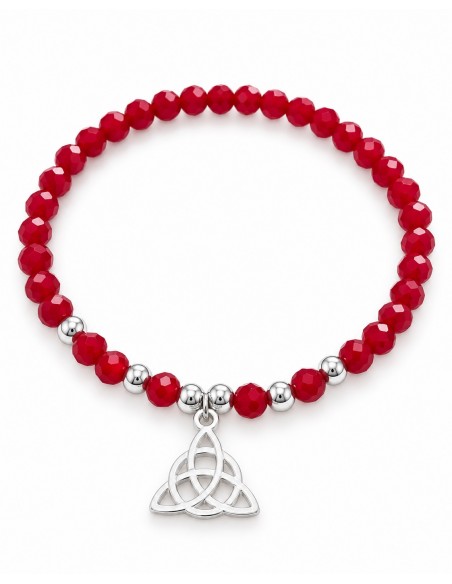 PULSERA ROJA TRIQUETA BAÑADA EN PLATA