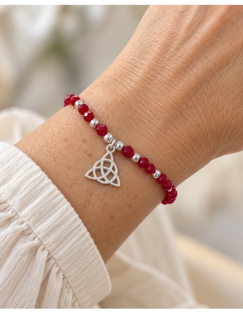 PULSERA ROJA TRIQUETA BAÑADA EN PLATA 2