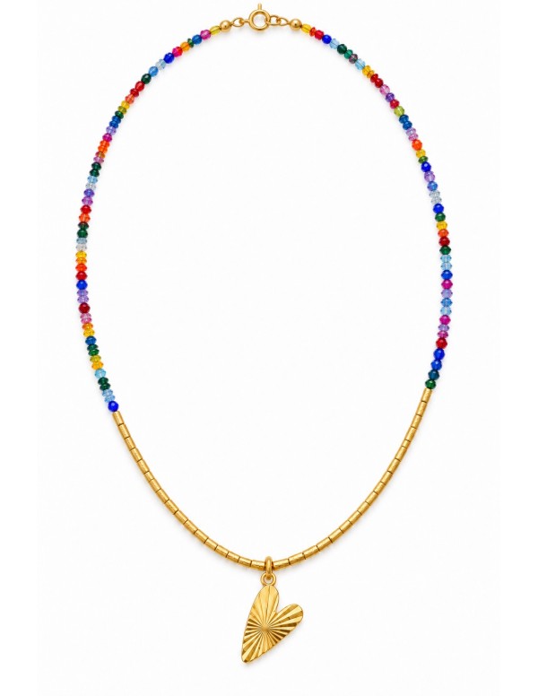 Collar de cristales multicolor con corazón en...
