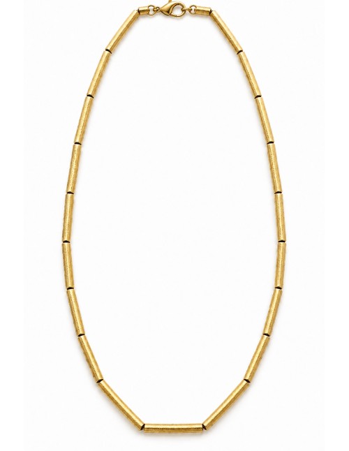 Collar de tubos texturados en baño de oro de 50 cm