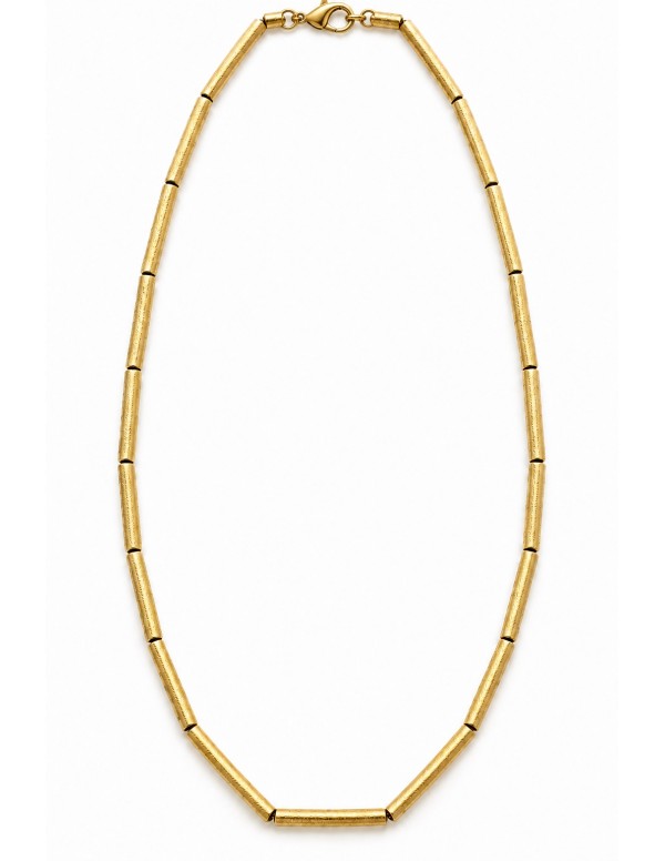 Collar de tubos texturados en baño de oro de 50 cm