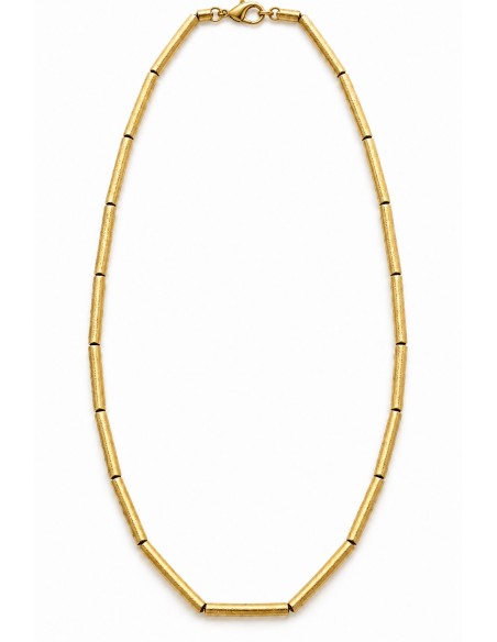 Collar de tubos texturados en baño de oro de 50 cm