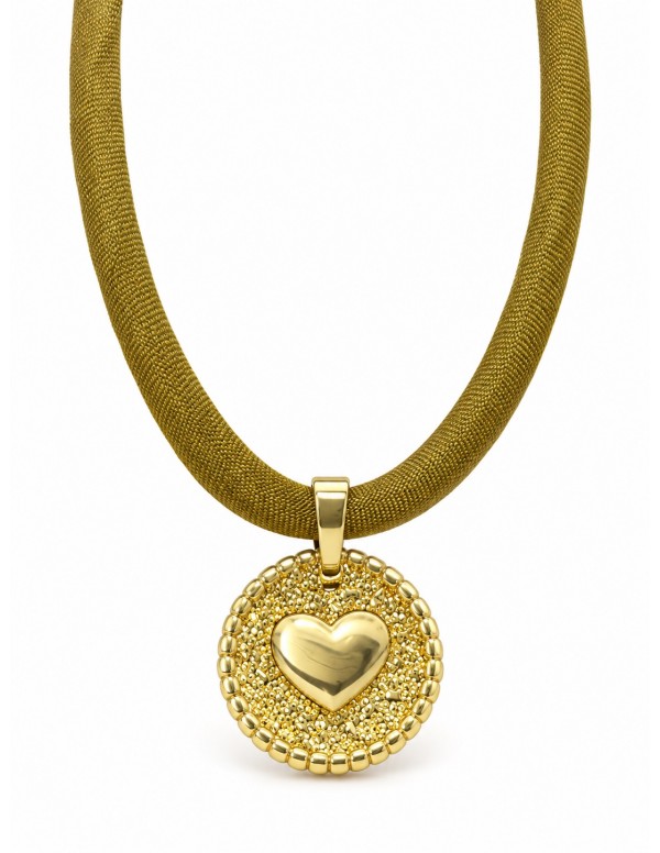 Collar reversible corazón y estrella bañado en...