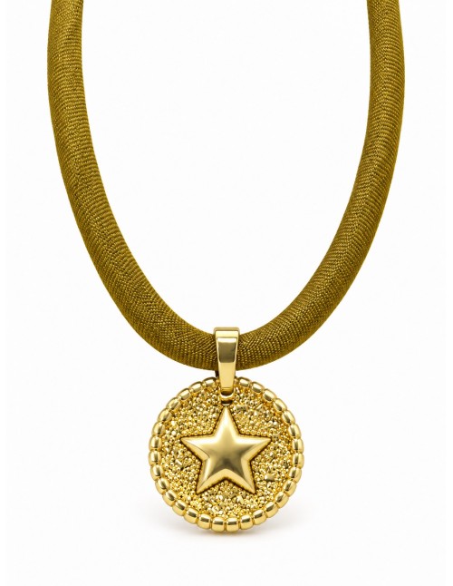 Collar reversible corazón y estrella bañado en oro con... 2