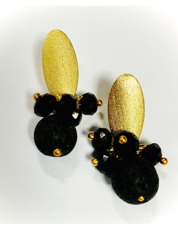 ARO BAÑO DE ORO CRISTALES NEGROS