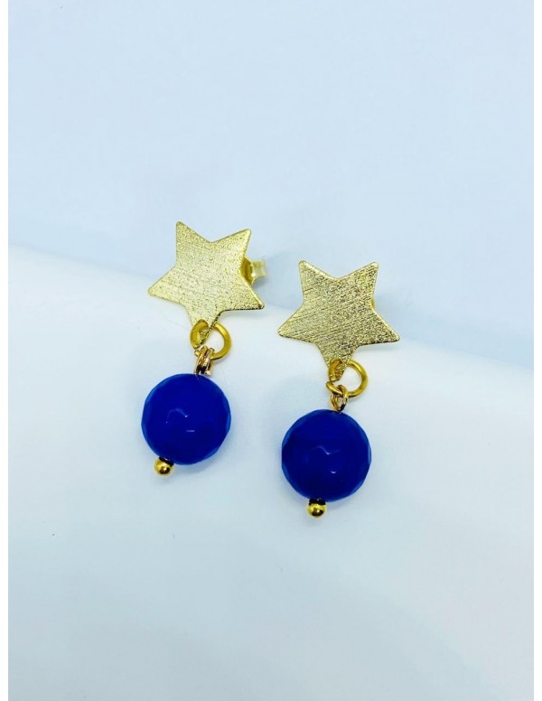 AROS BAÑADOS EN ORO AGATA AZUL