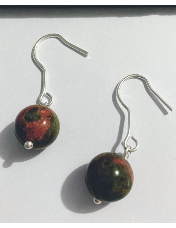 ARO BANO DE PLATA PIEDRA SERPENTINA VERDE