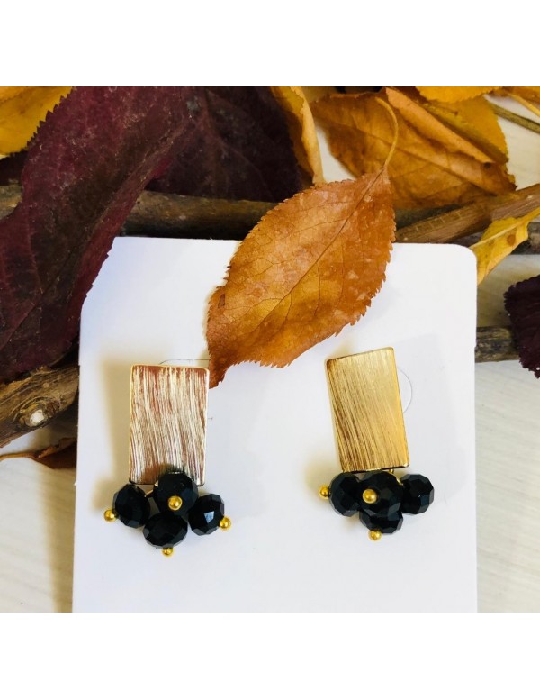 AROS BAÑADOS EN ORO CRISTALES NEGROS