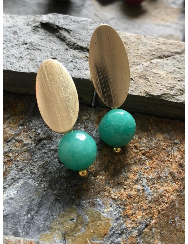 ARO BAÑADO EN ORO PIEDRA AGATA TURQUESA