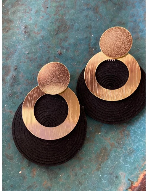 AROS BAÑADOS EN ORO GAMUZA NEGRA