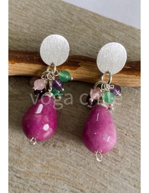 ARO BANO DE PLATA PIEDRA MORADA Y VERDE