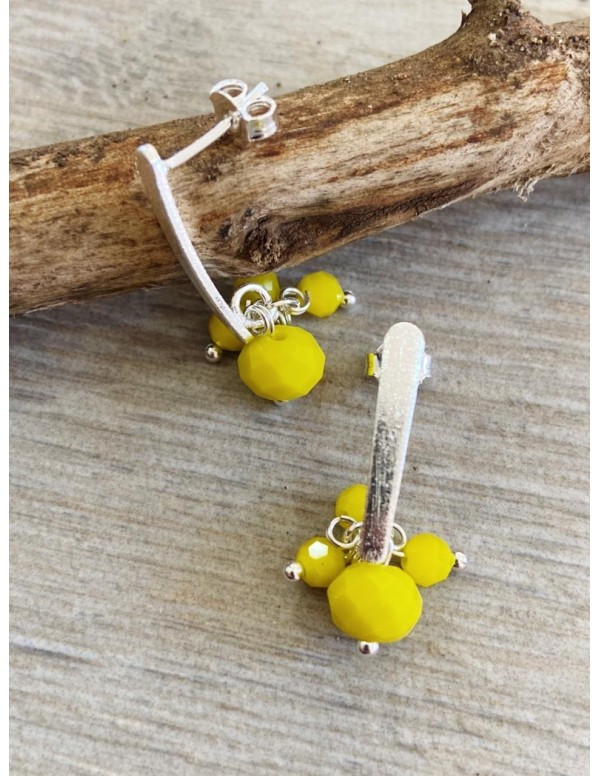 ARO BAÑO DE PLATA CRISTALES AMARILLOS