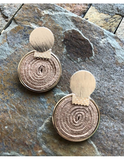 ARO 2CM APROX BAÑADO DE PLATA GAMUZA BEIGE 2