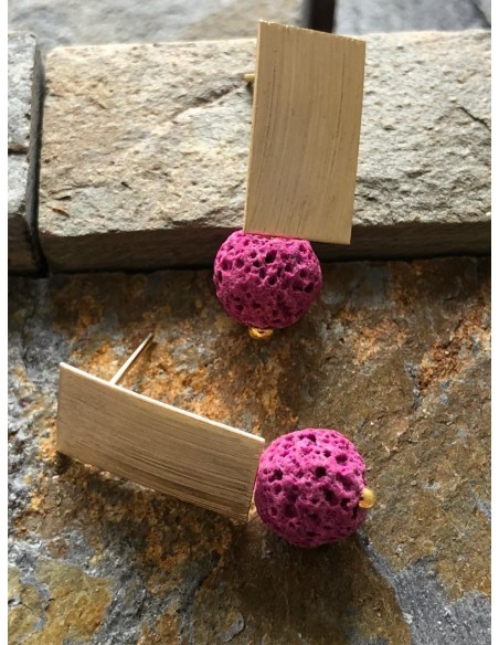 ARO BAÑADO EN ORO PIEDRA VOLCANICA ROSADA