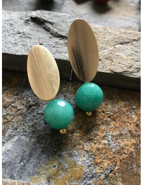 ARO BAÑADO EN ORO PIEDRA AGATA TURQUESA 2