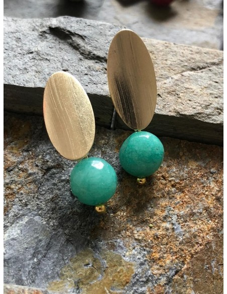 ARO BAÑADO EN ORO PIEDRA AGATA TURQUESA