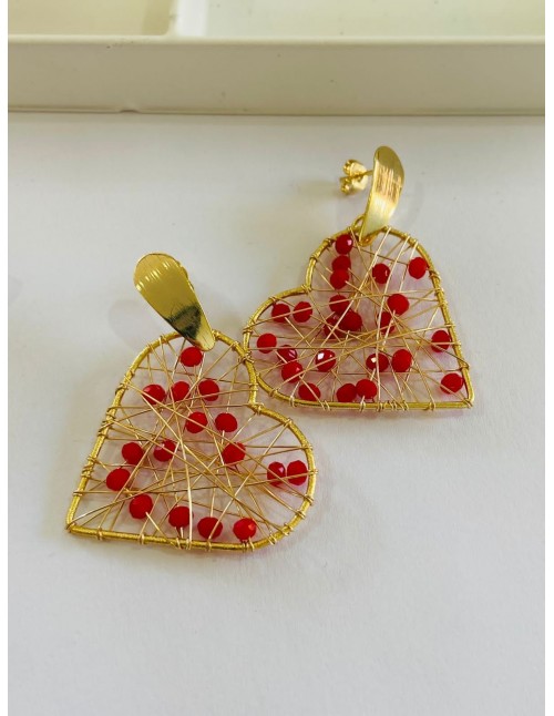ARO BANO DE ORO CRISTALES ROJOS
