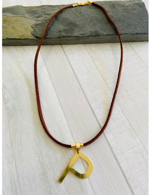COLLAR BANO DE ORO LETRA P