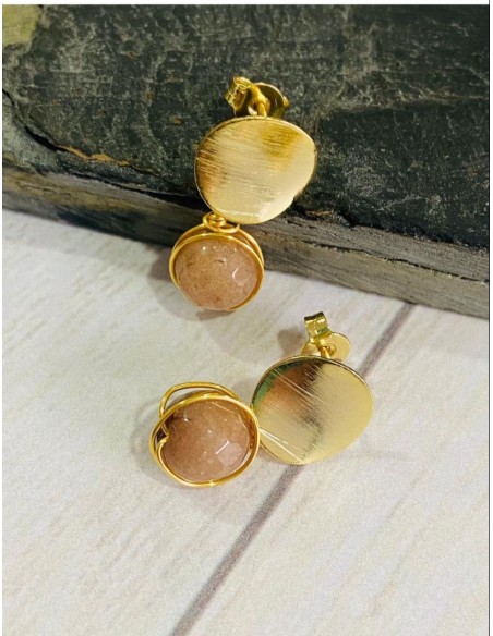 ARO BAÑO DE ORO PIEDRA CAFE