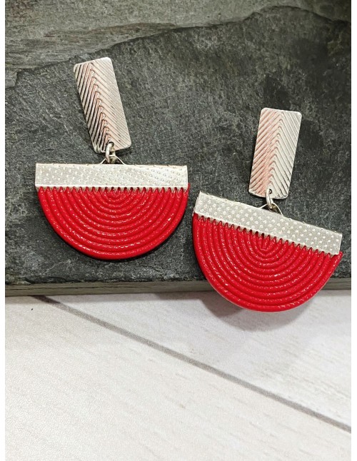 ARO BANO DE PLATA CUERO SINTETICO ROJO 2