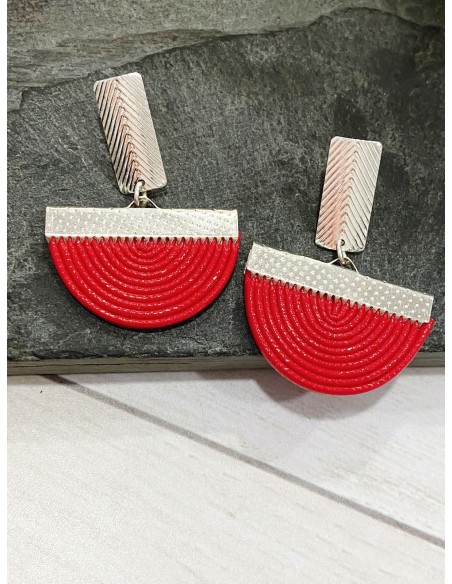 ARO BANO DE PLATA CUERO SINTETICO ROJO