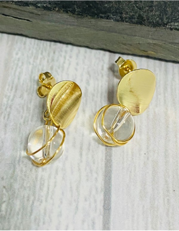 ARO BAÑO DE ORO PEQUEÑO PIEDRA TRANSPARENTE
