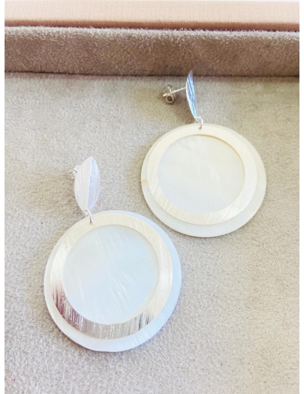 ARO BAÑO DE PLATA NACAR BLANCO