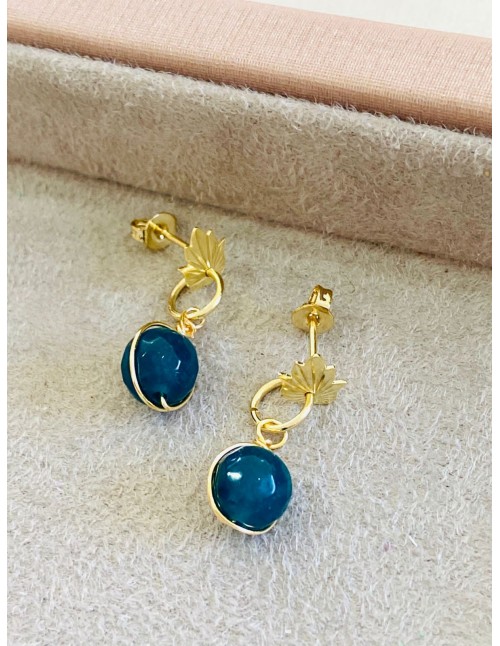 AROS BAÑADOS EN ORO PIEDRA AZUL PETROLEO