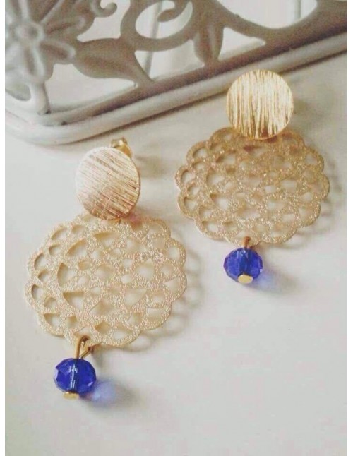 ARO BAÑO DE ORO CRISTAL AZUL