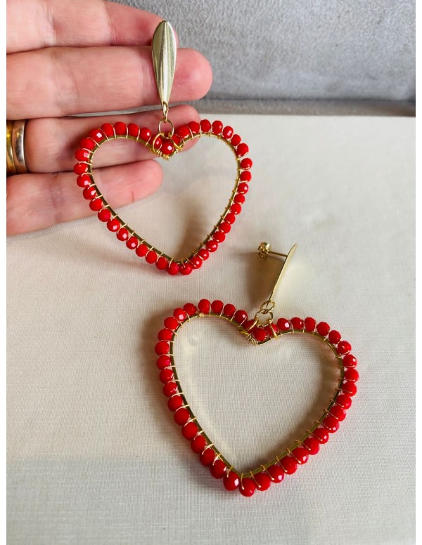 ARO BANO DE ORO CRISTALES ROJOS