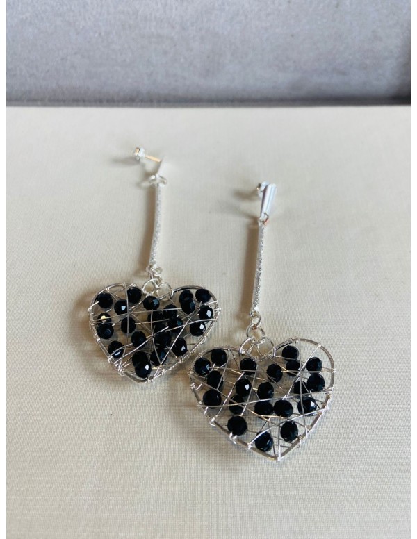 ARO BANO DE PLATA CRISTALES NEGROS